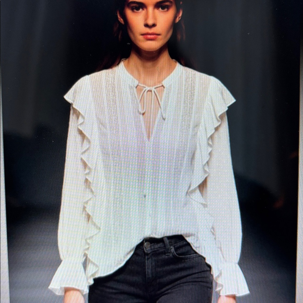 The Kooples Swiss dot ruffle blouse L